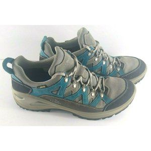 Women's LL Bean Hiking Shoes Waterproof Blue Gray Leather Italy 10.5